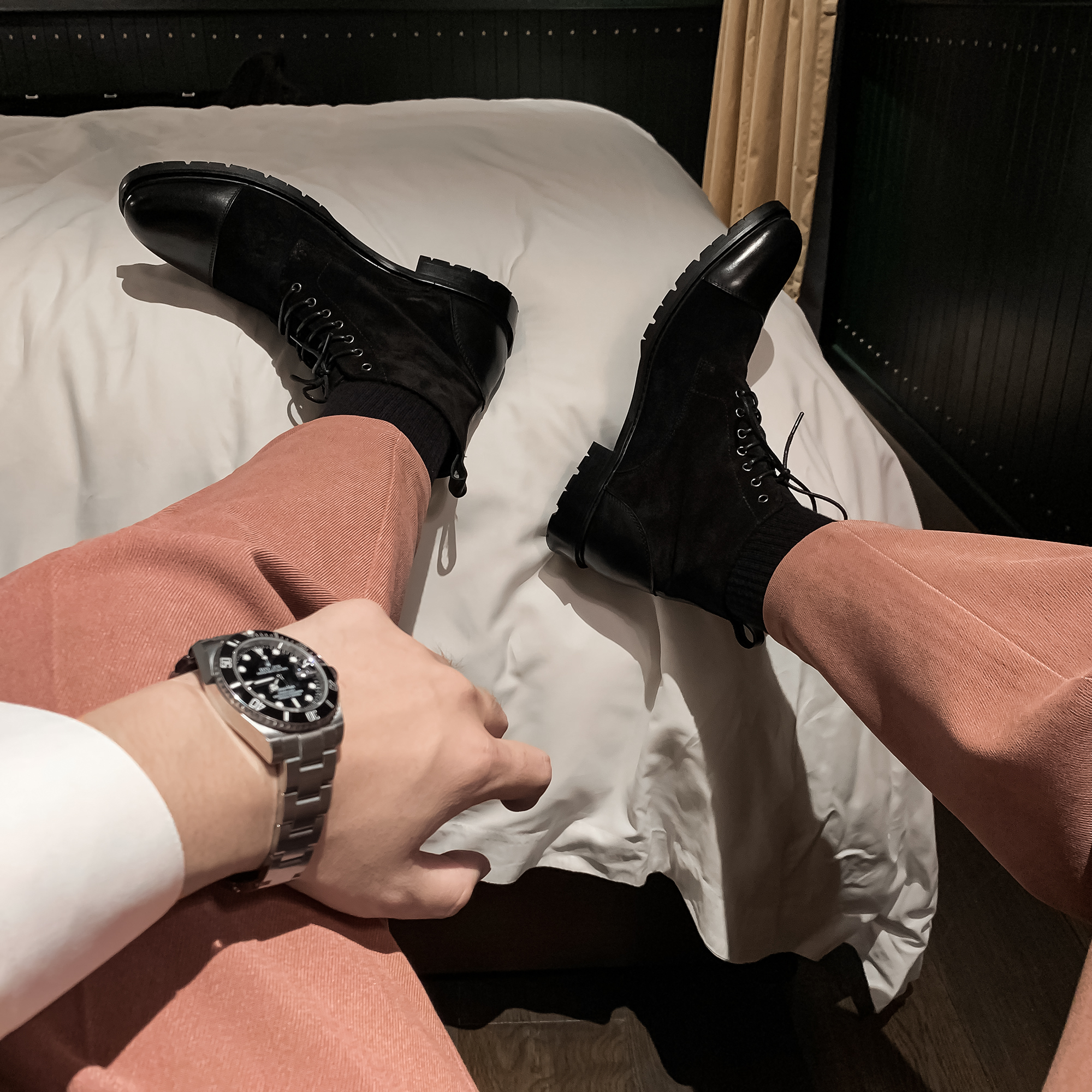 (DAIO MENS) Korean genuine leather head cow leather casual round head lacing Inron Martin boots men's clothing boots