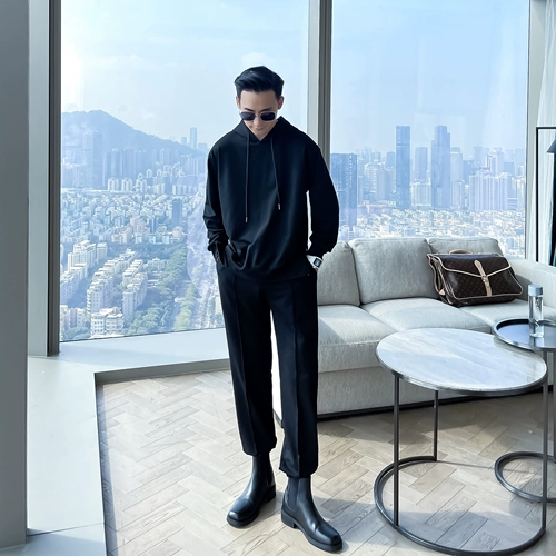 Брендовая толстовка с капюшоном, цветной комплект, штаны, в корейском стиле