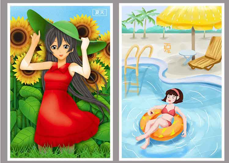 立夏插画踏青女孩PSD设计-樱花网络资源网 立夏插画踏青女孩PSD设计