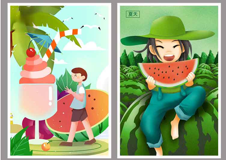立夏插画踏青女孩PSD设计-樱花网络资源网 立夏插画踏青女孩PSD设计