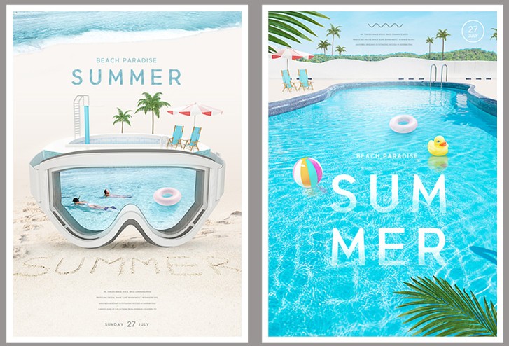 夏季海边沙滩旅行宣传海报PSD