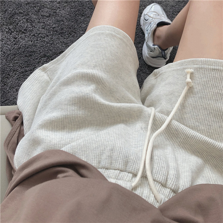 Japan SLY2021 Breathable Waffag Fabric High Waist Display Slim A Character Wide Leg Casual Shorts Hot Pants Summer