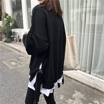  Japan SLY fake two-piece pullover sweater female spring and autumn Korean version loose and wild student split thin jacket