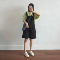 Japan SLY Ocean Gas Aging Braces Shorts Women Summer Loose 2021 new high waist conspicothin one-piece pants