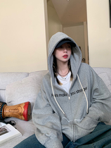 Japanese SLY Lieven cap sweatshirt Womens thin section 2021 Fall new loose bf Lazy Wind Jacket