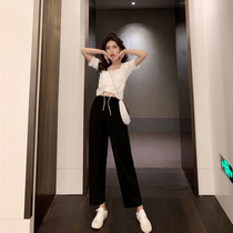  South Korea 2020 new net celebrity shake sound Hepburn design sense Hong Kong retro chic Western style two-piece womens summer