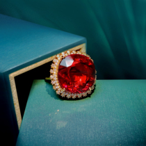 Customized natural red sapphire live bare stone inlaid 18K gold diamond pendant bracelet colored gemstone ring female 2