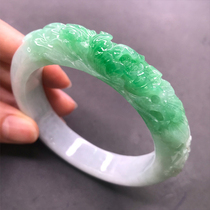 Hairy embryo bracelet custom live Burmese natural jade ice species A goods noble concubine jade bracelet peony flower girl