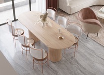 Nordic Solid Wood Oval Table Long Table Light Lavish Villa Home Dining Table Dinner Table Designer Meeting Desk