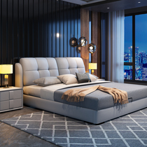 Nordic Genuine Leather Bed Modern Brief About 1 8 m Double Bed Master Bedroom With Small Family Bed 1 5 Soft Bed Storage Large Bed