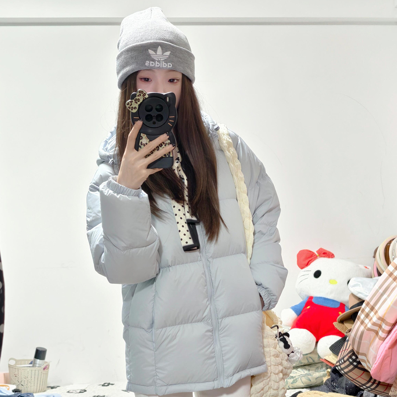 Blue Short down Jacket for Women 2026 Winter New Style Hooded Thickened Warm Puffer Jacket Petite Couple Coat