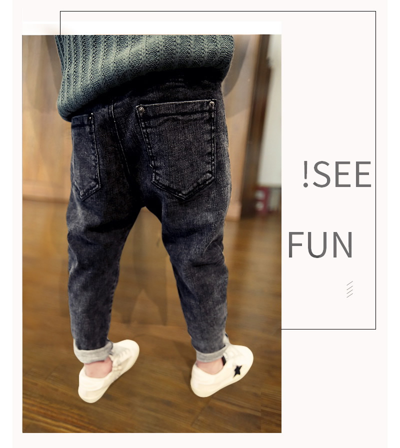Quần jeans bé trai dày cộng với nhung mùa xuân và mùa thu 2018 phiên bản mới của Hàn Quốc trong quần dài mùa đông cho trẻ em shop thời trang trẻ em