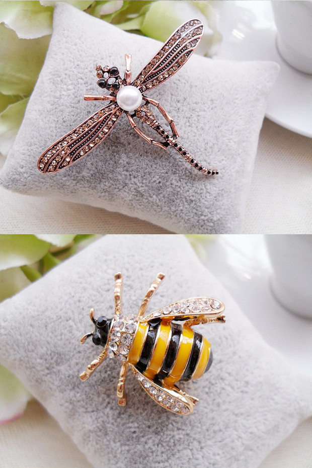 Dễ thương côn trùng ong nhỏ trâm cài pin nữ thời trang áo len phụ kiện áo len Nhật Bản và Hàn Quốc đơn giản huy hiệu cài áo dễ thương