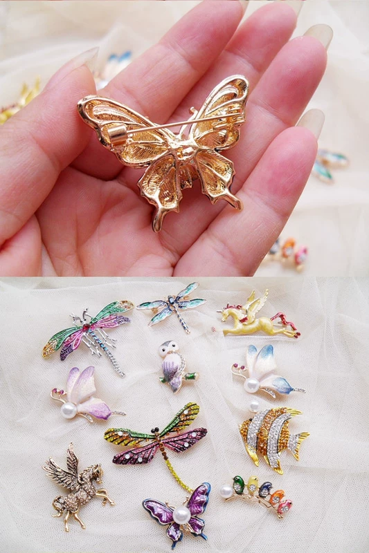 Châu Âu và Hoa Kỳ kim cương giả cánh trâm Pegasus 蜻蜓 bướm côn trùng không khí nhện trâm cài phụ nữ retro và phụ kiện pin retro huy hiệu cài áo dễ thương