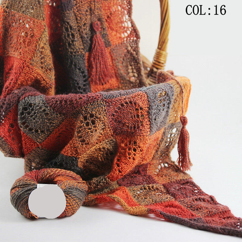 Domestic custom AB Rainbow section dyed wool thread gradient color hand woven sweater scarf cap wire hookshake shawl