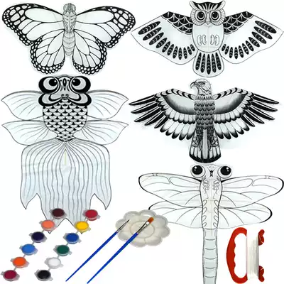 Luyuan blank kite filling color kite hand-painted teaching kite parent-child puzzle DIY manual work material package