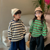 Childrens sweater 2022 autumn new boys and girls horizontal stripes 5 pullovers long-sleeved shirts baby sisters and brothers T-shirts