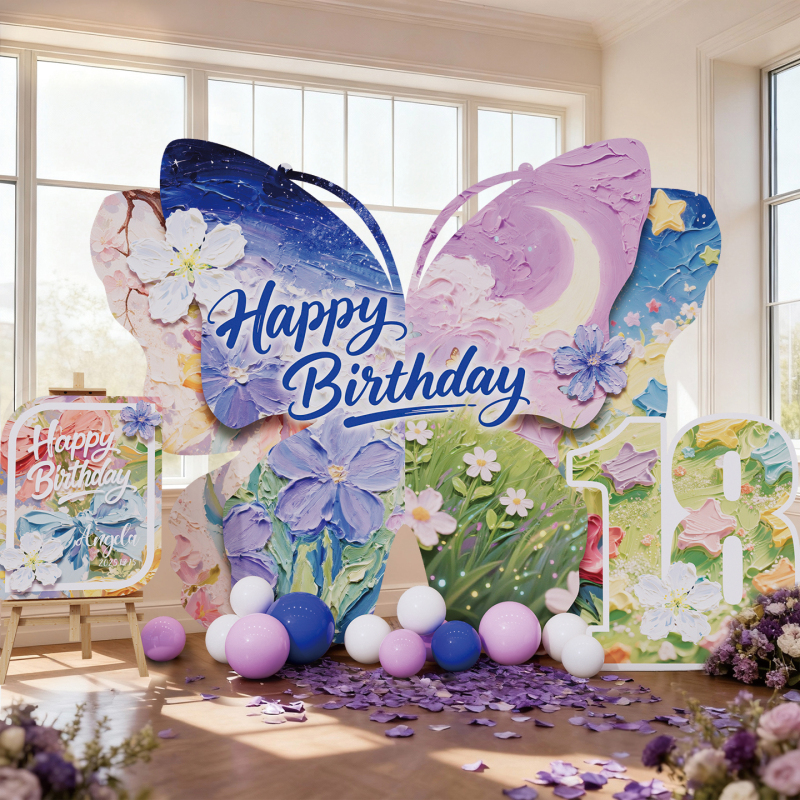Eighteenth 18Th Birthday Scene Decoration Adult Ceremony Girl High-End Atmosphere Butterfly Background Wall Kt Display Board