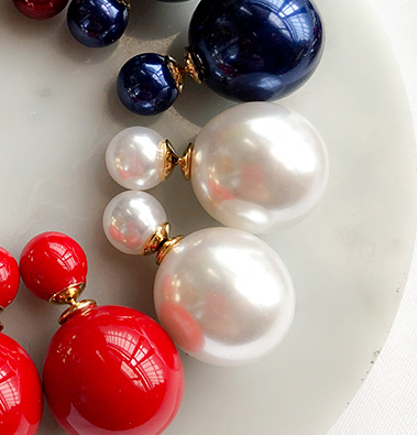 Round ball-ball double-sided ear nail female front and back size pearl earrings South Korean wind earrings ornament 100 hitch Yooslap-Taobao