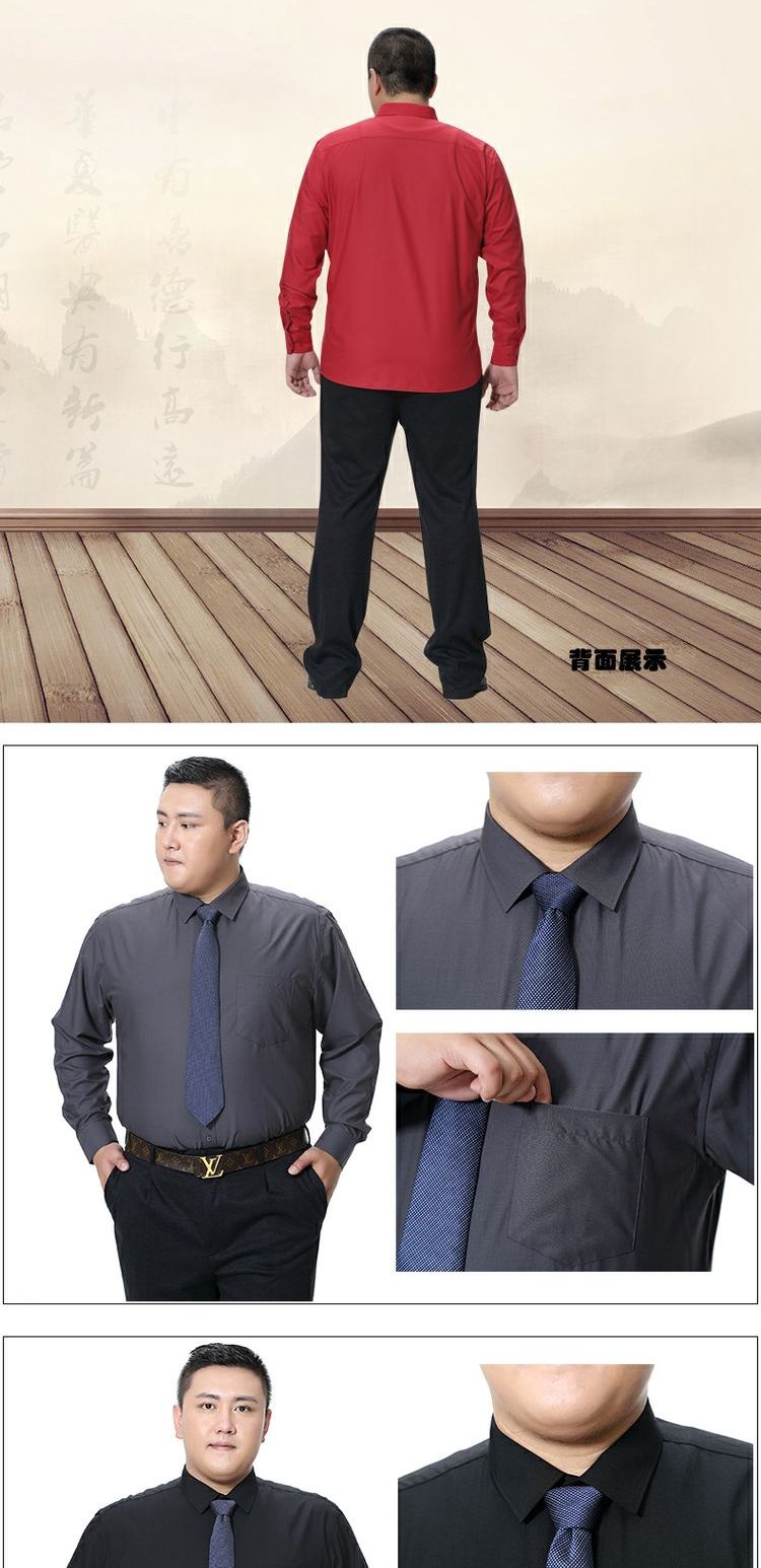 Nhóm siêu nam giới mảnh khảnh cha trung niên tải áo sơ mi nam dài tay cỡ lớn cộng với phân bón để tăng áo béo áo sơ mi trang nam cao cấp