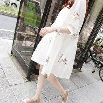 Pregnant woman skirt 2021 summer new pregnant mid-term long cotton fashion item pregnant summer dress tide mom