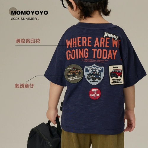 辰辰妈 Детская летняя футболка для мальчиков, детская одежда, короткий рукав, 2025 года