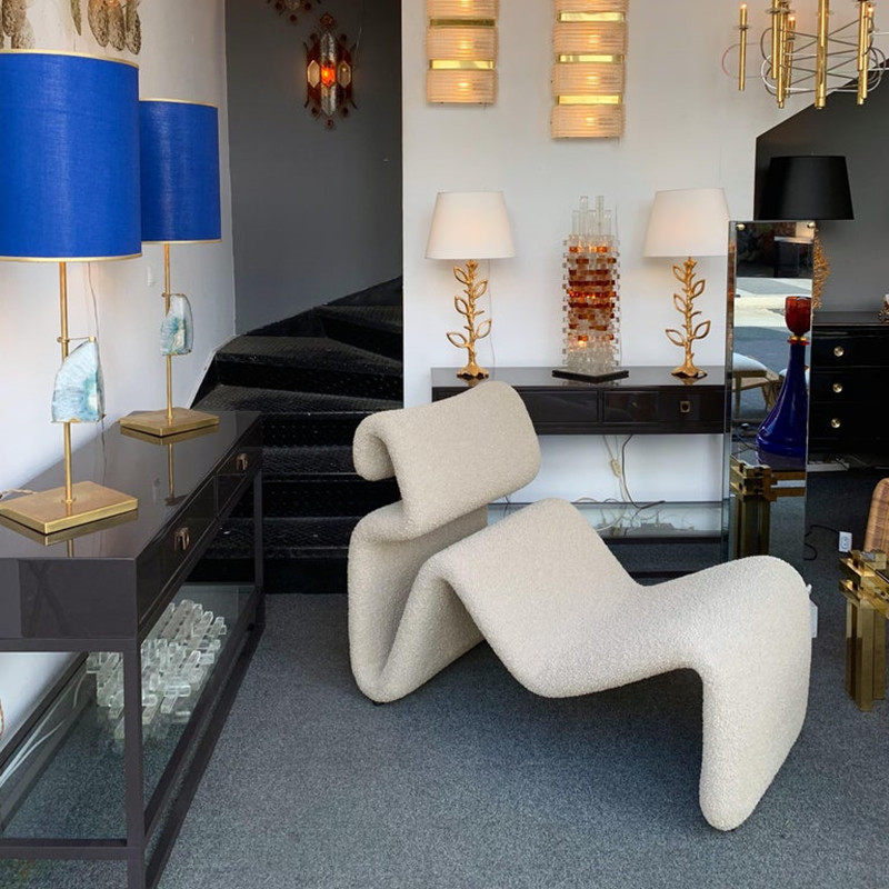 Nordic Modern Creative Satin Chair Designer Glass Fiber Profiled Bending Casual Living Room Bookroom Balcony Sloth Chair