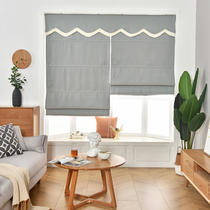 Modern day style Nordic minimalist cotton hemp cloth louvre thickened Roman curtain lifting curtain bedroom living room floating window set to do