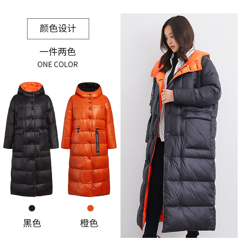 雅鹿 19年新款 女士加厚双面过膝羽绒服 图5