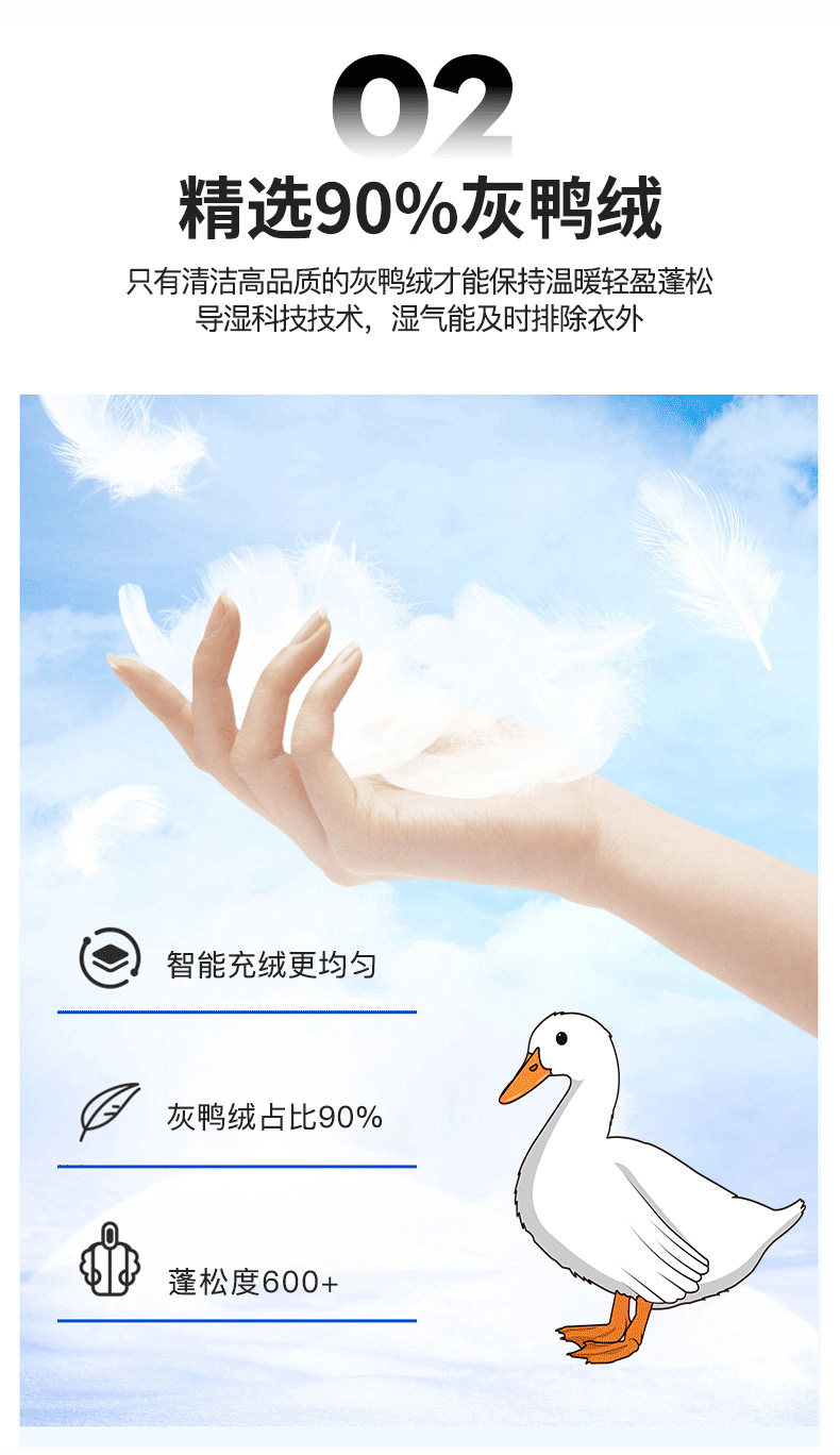 雅鹿 男士中长款 连帽羽绒服 90%充绒量 图2