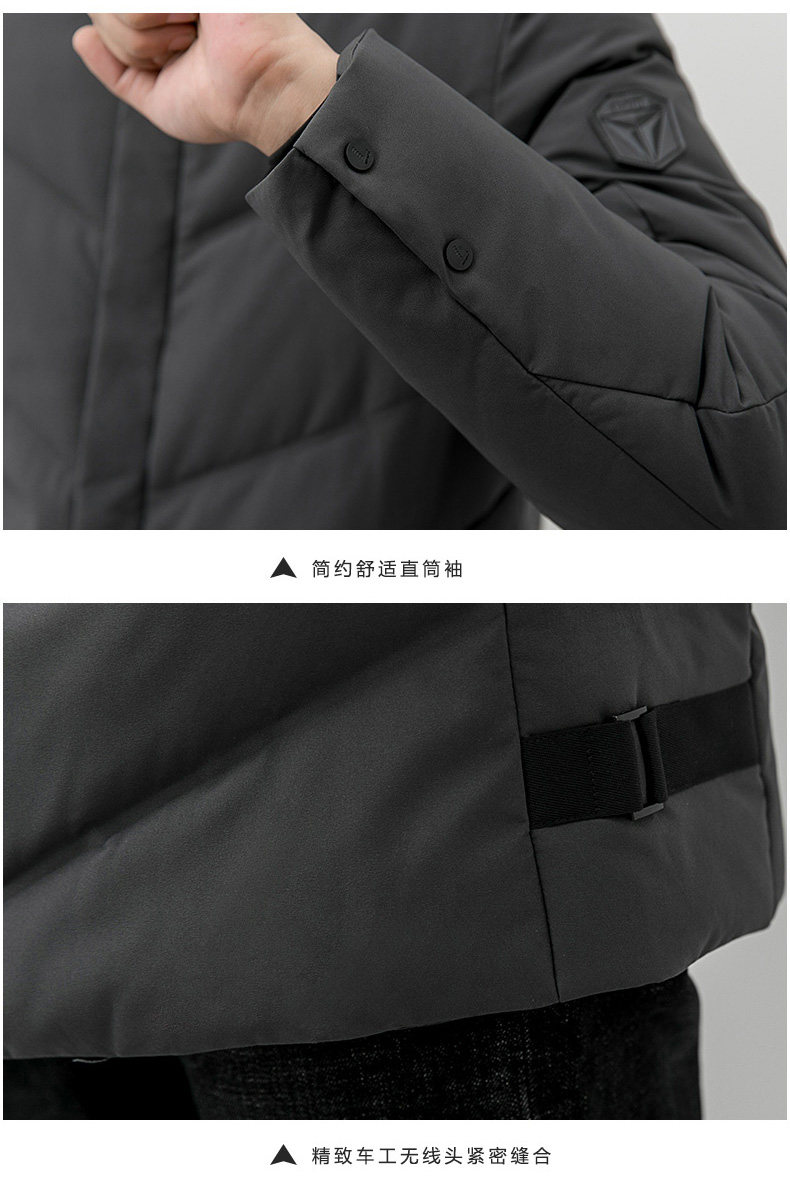 雅鹿 男士加厚中长款 连帽羽绒服 90%充绒量 图10