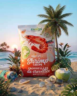 Sokusa imported garlic-flavored butter-flavored happy shrimp chips, deep-sea wild shrimp gift pack, casual puffed snacks