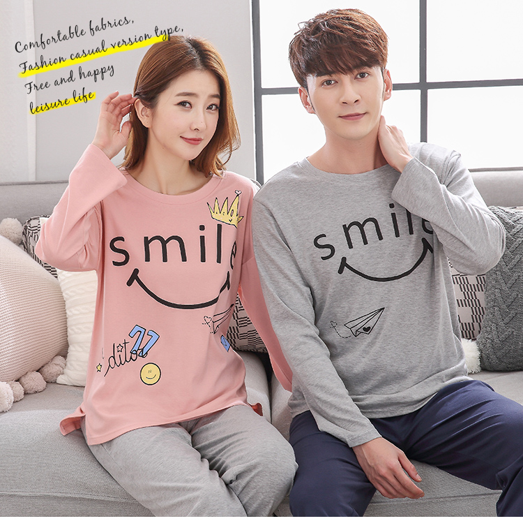 Mùa xuân và mùa thu Hàn Quốc của bộ đồ ngủ đôi đáng yêu cotton dài tay nữ mùa thu dày nam phục vụ nhà phù hợp với nữ mùa thu đông đồ bộ kiểu đẹp 2021