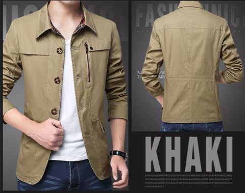 Mùa thu trung niên nam áo khoác đất sét cotton cotton giản dị phần cha 30 ve áo 40 đồng phục cha 50 tuổi áo khoác áo kiểu trung niên u50