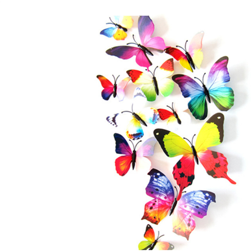 Emulated butterfly 3d Cubism wall Bedroom Wall Decoration Stick Painting Creative Room Wall Trim Back End Pin fridge sticker