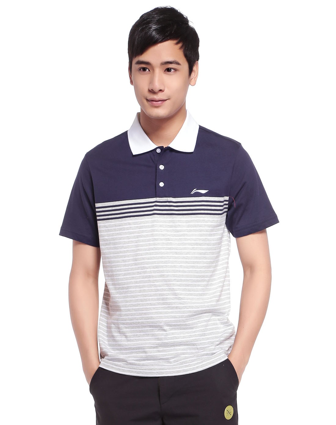 Li Ning nam ngắn tay giản dị Áo sơ mi PoLo thoải mái áo thun thể thao thoải mái ao polo nu