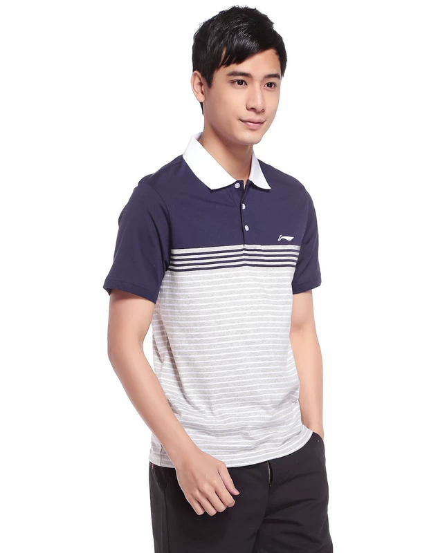 Li Ning nam ngắn tay giản dị Áo sơ mi PoLo thoải mái áo thun thể thao thoải mái