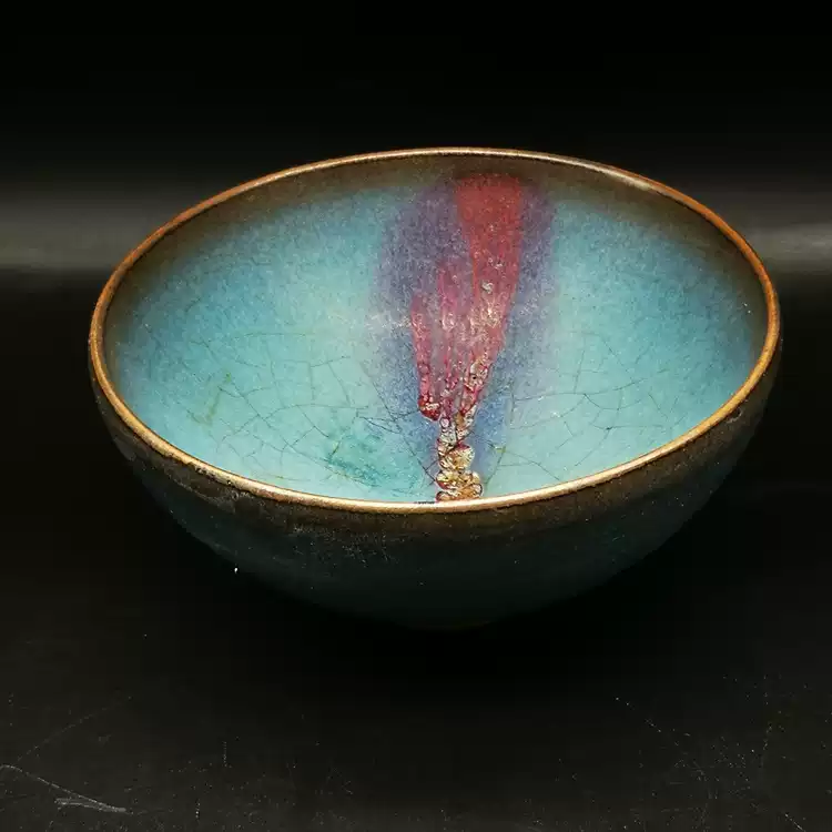 宋代宋朝鈞窯瓷器收藏一點紅雞心碗古董鈞窯瓷碗收藏品文房擺件