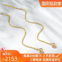 Xi Diamond Yellow 18K gold diamond ear wire long female temperament gold masonry ear wire real diamond tassel ear pendant