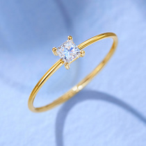 Joy Diamond Princess Party Small Diamond Ring 18K Gold Light Extravagant Gold Shredder White Gold Square Rose Gold Profiled Drill Ring Woman