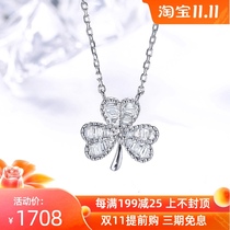 Xi Diamond Ladder Square Diamond Necklace Women Clover Diamond Pendant choker