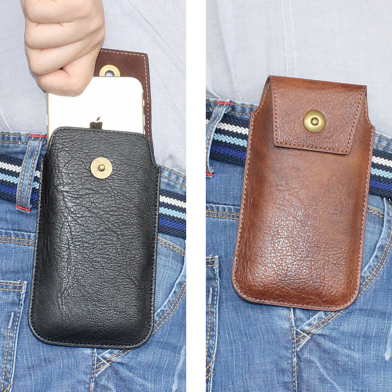 Lightweight and thin mobile phone hanging waist bag wear belt straight into leather case soft vertical male dad old man 6 inch 6 5 inch trendy