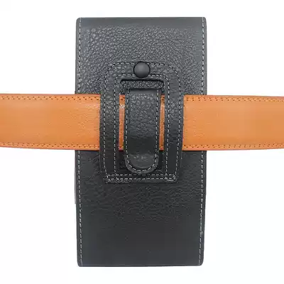Mobile phone running bag wear belt hanging waist leather case vertical single layer lychee pattern male elderly belt bag 5 5 5 inch 6 inch