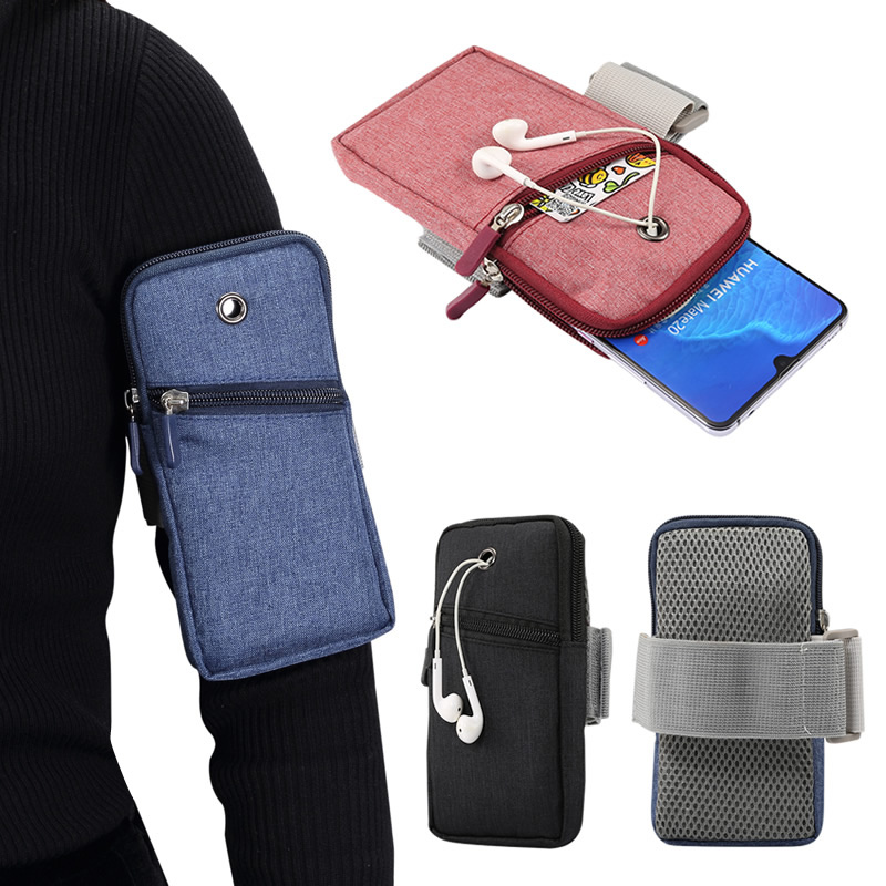 Running Mobile Phone Bag Arm Bag Women Sports Wrist Bag Men's Fitness Bag Universal Mini Small Bag Arm With Cover Denim