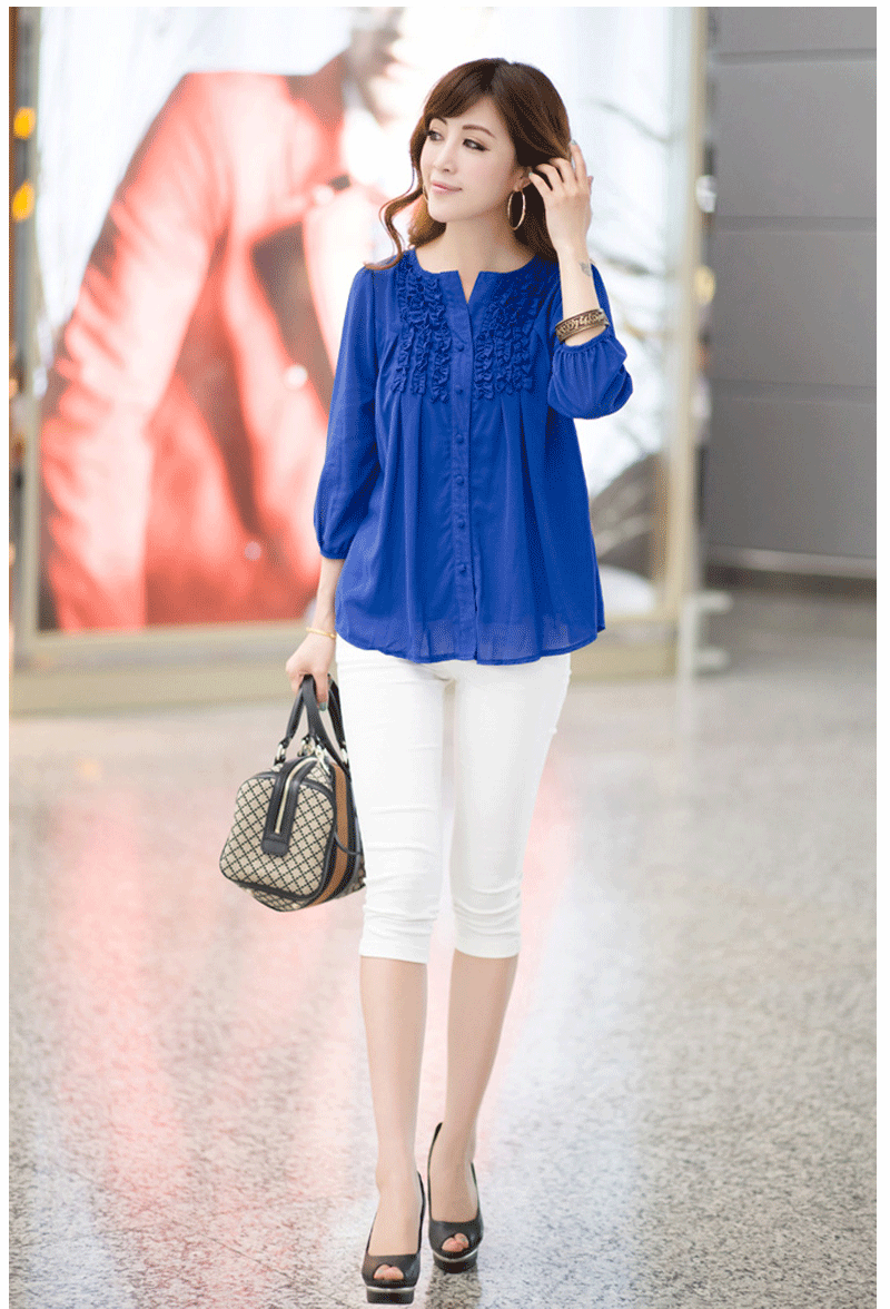 Áo cardigan dáng rộng size lớn 200 kg nữ gạc béo mm áo sơ mi ren voan mùa hè và mùa thu tay ngắn - Áo sơ mi chiffon ren áo sơ mi màu vàng