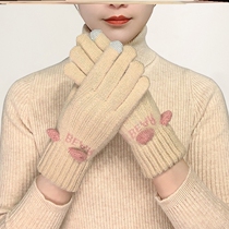 Winter gloves womens high-grade warm anti-freeze autumn and winter plus velvet thick winter womens cotton gloves riding cold and cute