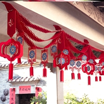 2023 New Years Wave Flag Mall Ceiling Lantern Decoration New Years Festival atmosphere to create a layout of ribbon
