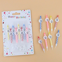 Korea INS Wind 8 Costume Cartoon Smiley Face Thread Birthday Candle Baby Birthday Party Cake Baking Decoration