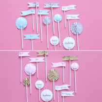 10 suits 13 pieces of kit Cake Inserts Birthday Cake Decorations Red Pink Gold Silver Baking Packaging