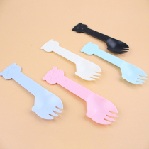 Disposable fork cake sweet spoons fork Children small goat cartoon fruit spoon independent packaging and bulk cutlery